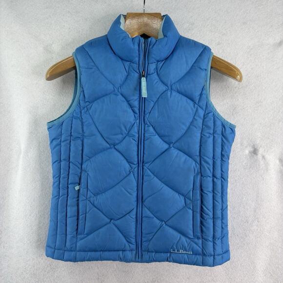 LL Bean Women’s Sz M Light‎ Blue 80% Goose Down Puffer Vest Full Zip Gorpcore - Picture 1 of 7